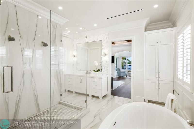 Primary luxurious spa-like bathroom, filled with natural light and beauty!