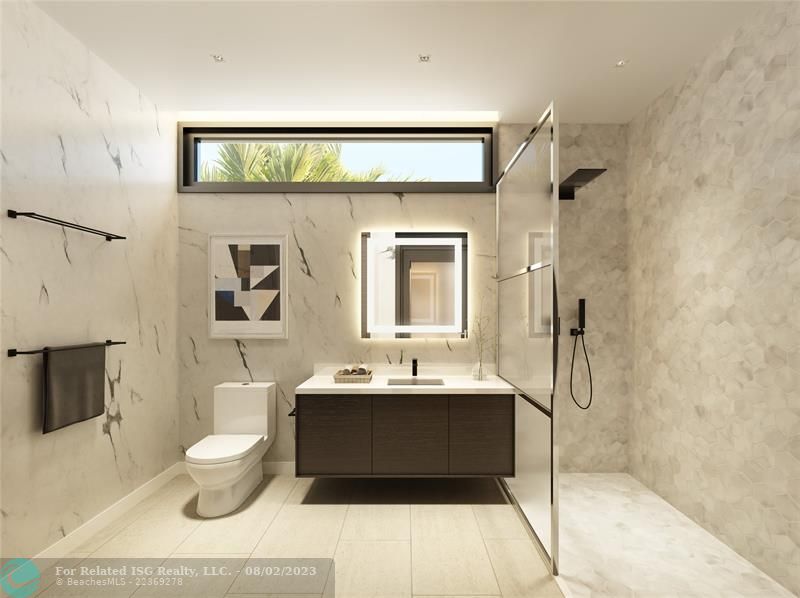 Rendering of one of the bathrooms.