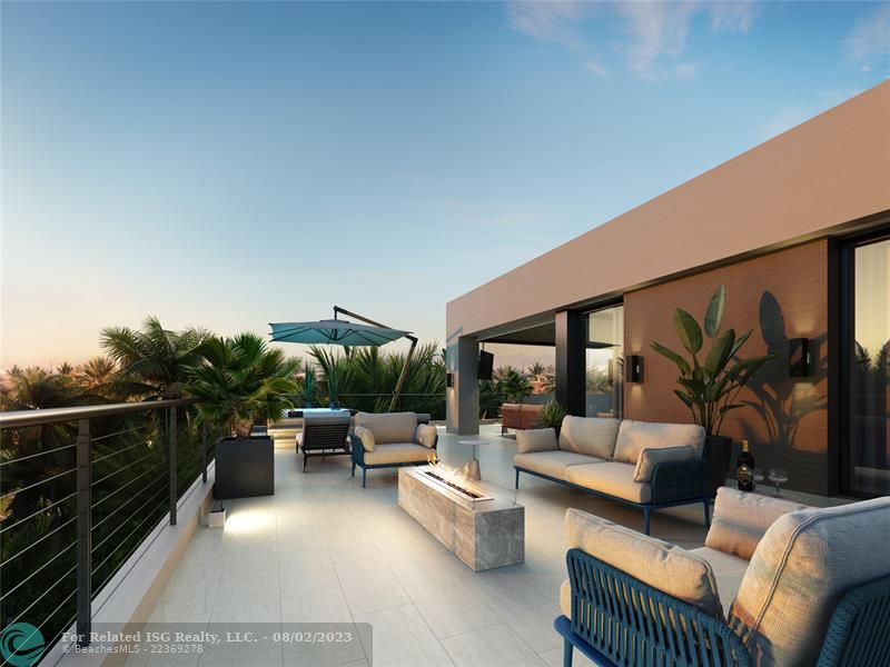 Rendering of the jacuzzi on the third floor rooftop area.