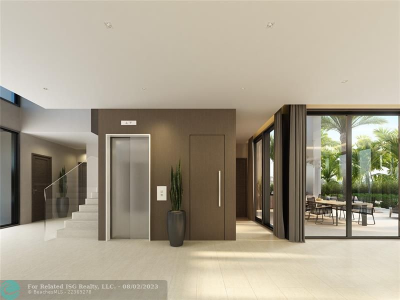 Rendering of the elevator on the first floor.