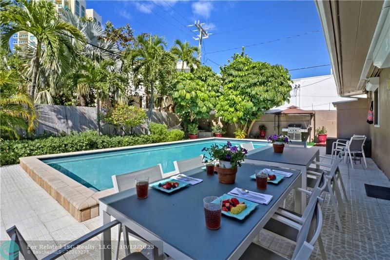 Poolside al fresco dining area in your private backyard. (Table upgraded since these photos to seat 10).