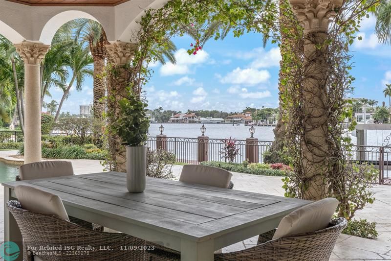 Covered outdoor kitchen and entertaining area