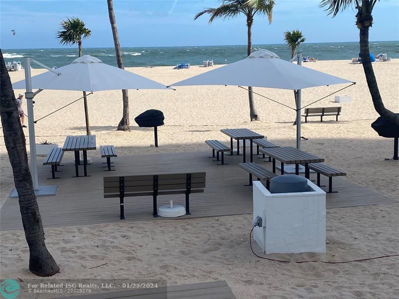 Ocean front picnic area with gas grills