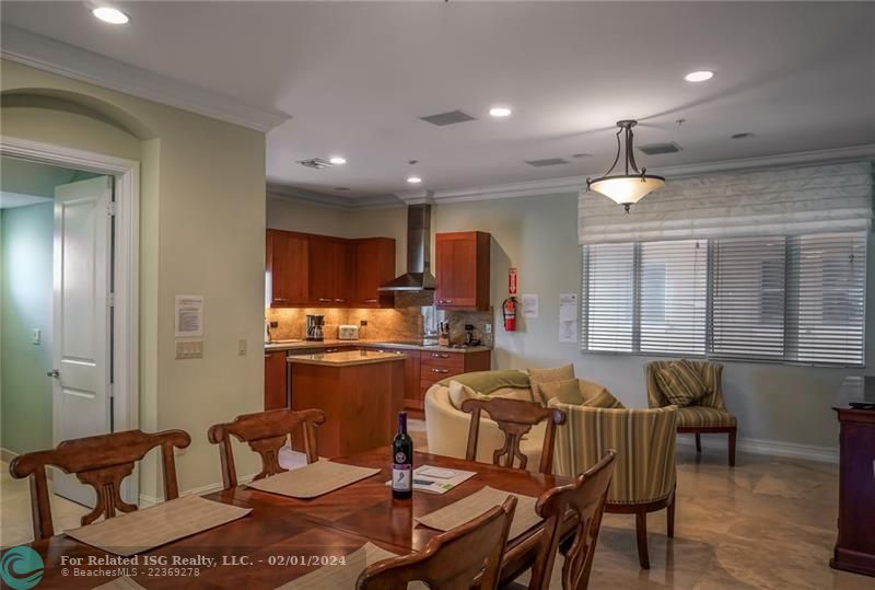 Dining area with living and kitchen