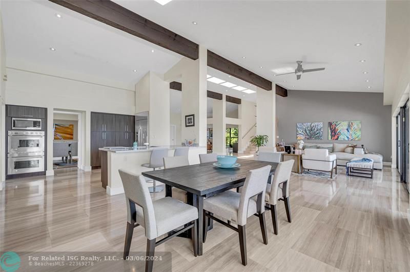 Looking back to kitchen and living areas