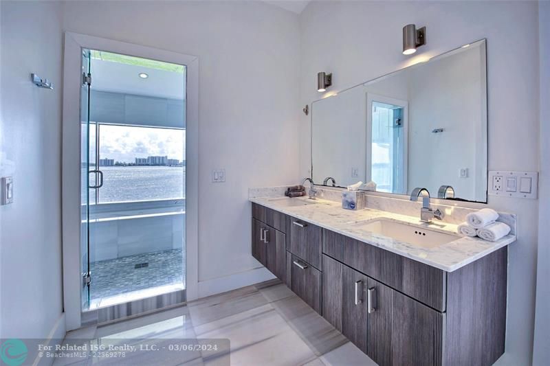 Primary Suite bathroom entrance into the wetroom with views