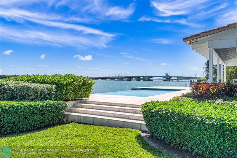 From yard up to pool patio