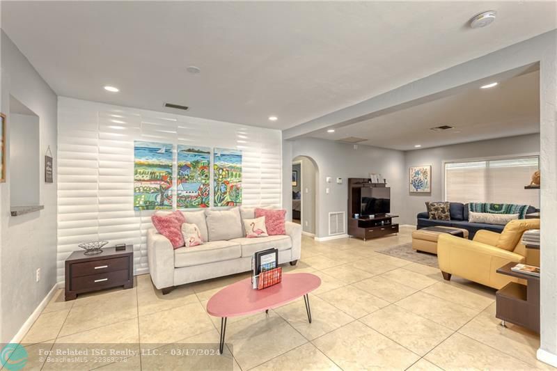 Main House Expansive Living Room with ROKU TV Open Concept.