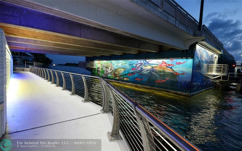 Atlantic Bridge walk paths with local art murals