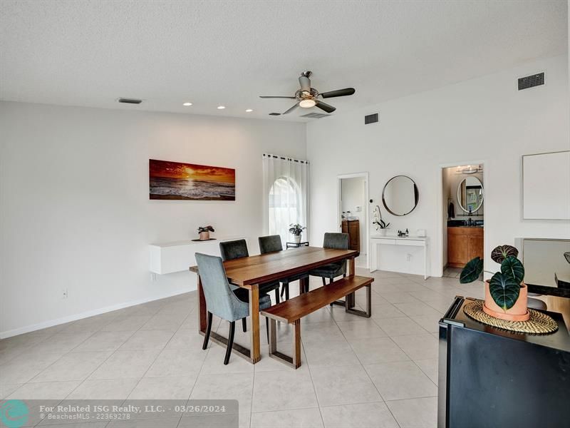 Family room currently being used as dining