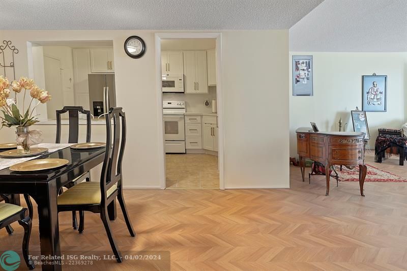 Dining room, Kitchen & Living Room view from Foyer Entrance