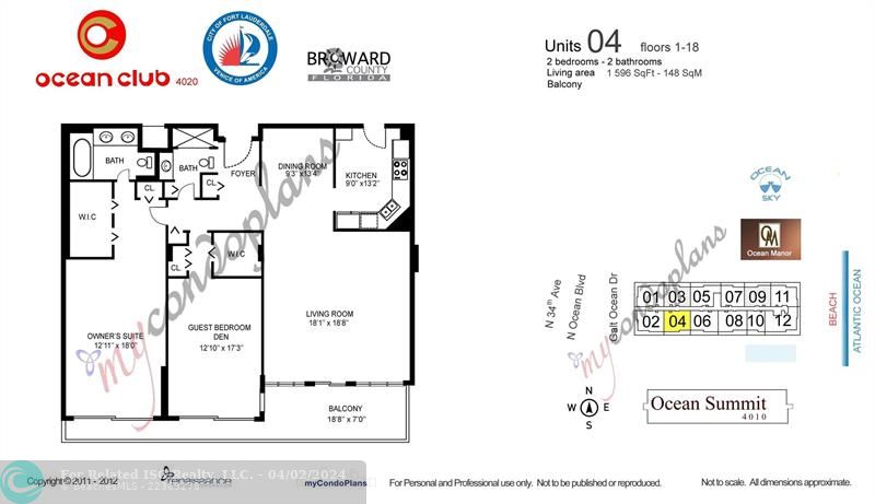 Unit 1004 Floor Plan - 1596 Sq Ft