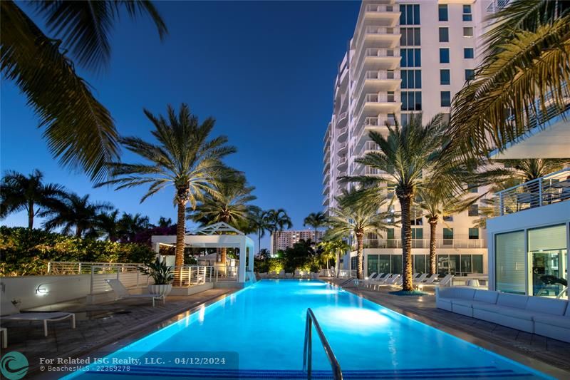 the pool at night