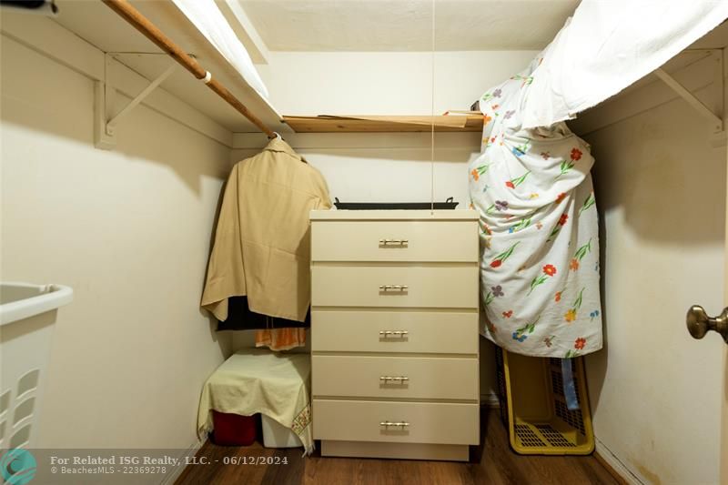 Master bedroom has walk in and linen closet