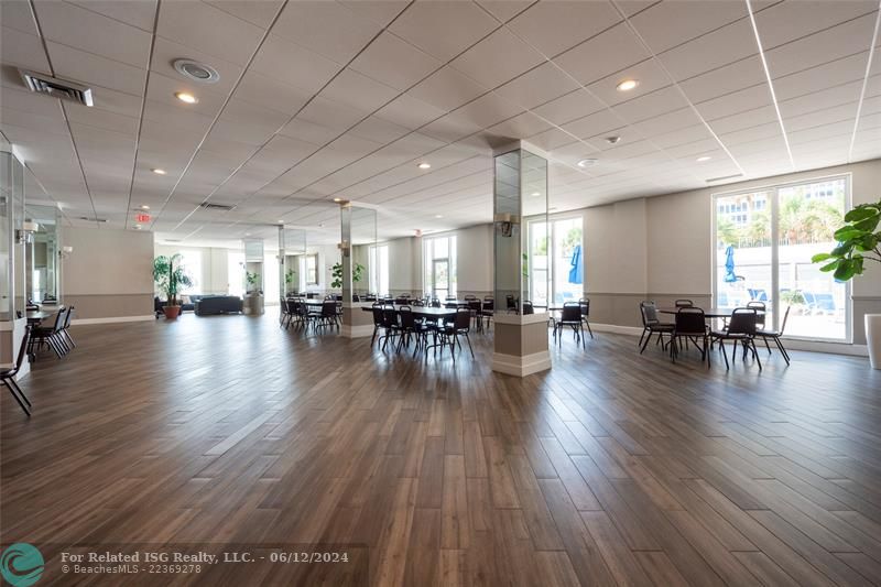 community room off Pool Deck and the Private Beach and barbeque/game area