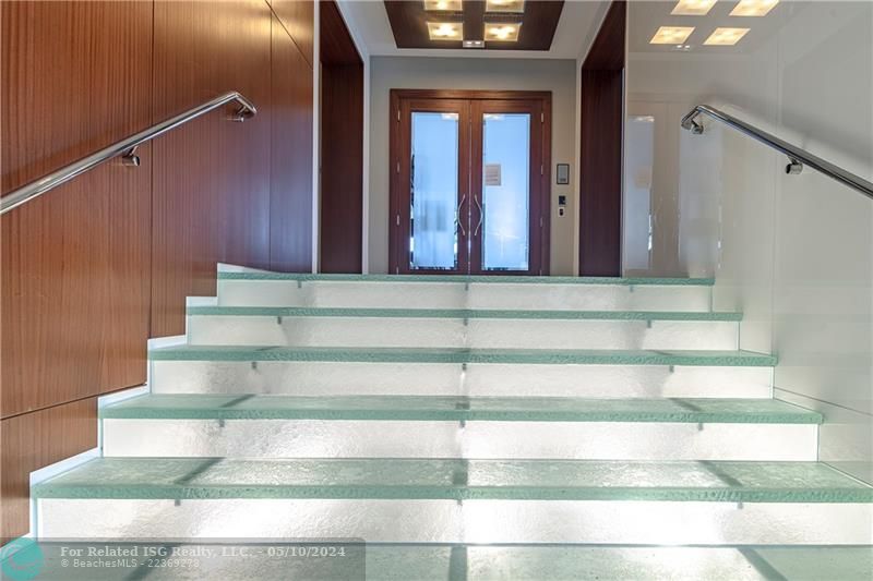 Dramatic glass stairway