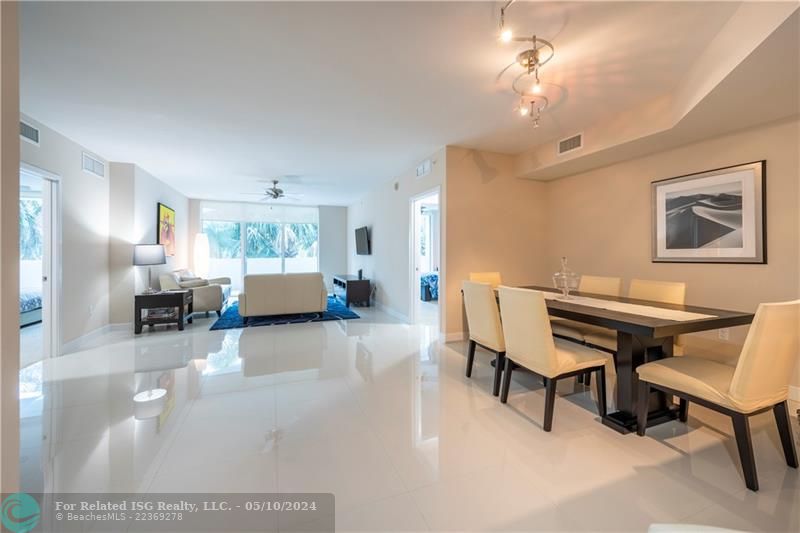 Open floor plan, living and dining room