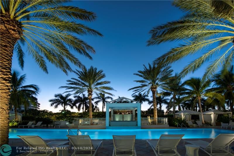 the pool at night