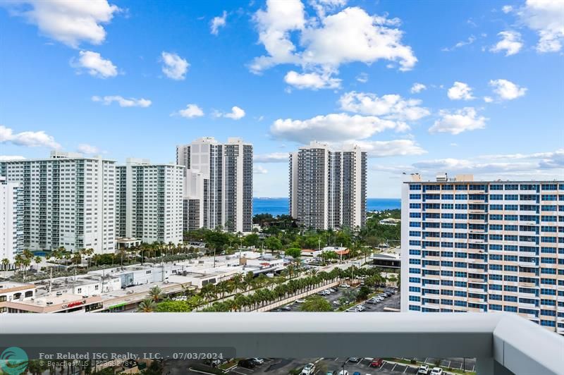 Ocean view from glass balcony