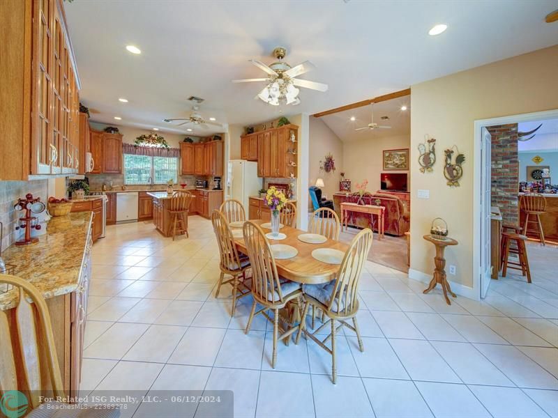 Buffet counter and glass cabinets above