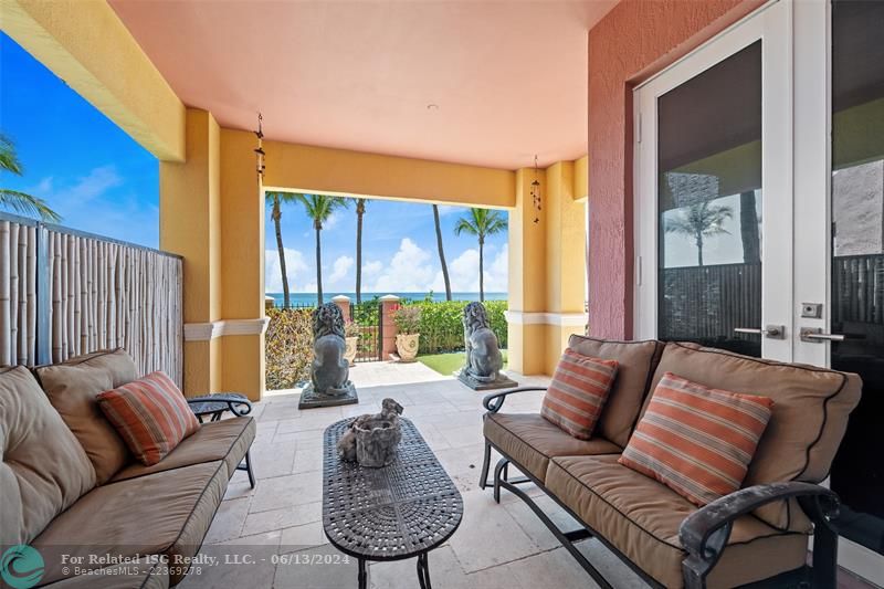 Ground Floor Loggia & Yard with Gate to Ocean