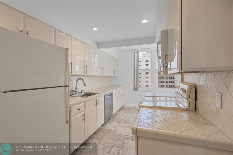 Virtually staged living and dining area.