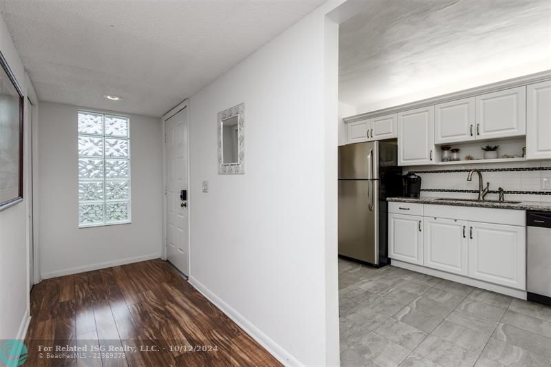 Entry hall and kitchen