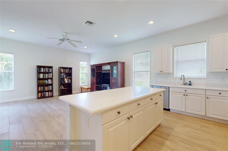 Kitchen opens to family room