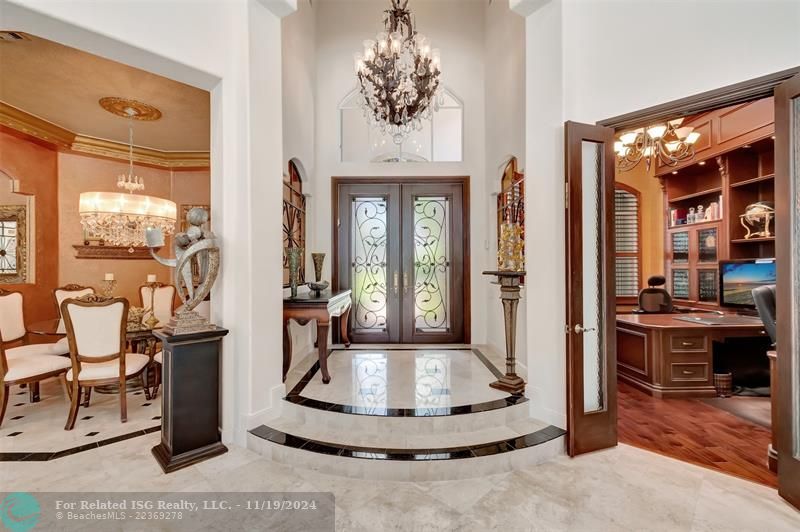 Breathtaking Entrance! Polished Marble Flooring & Soaring Ceilings!