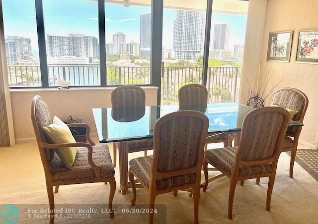 large dining area overlooks the intracoastal & marina