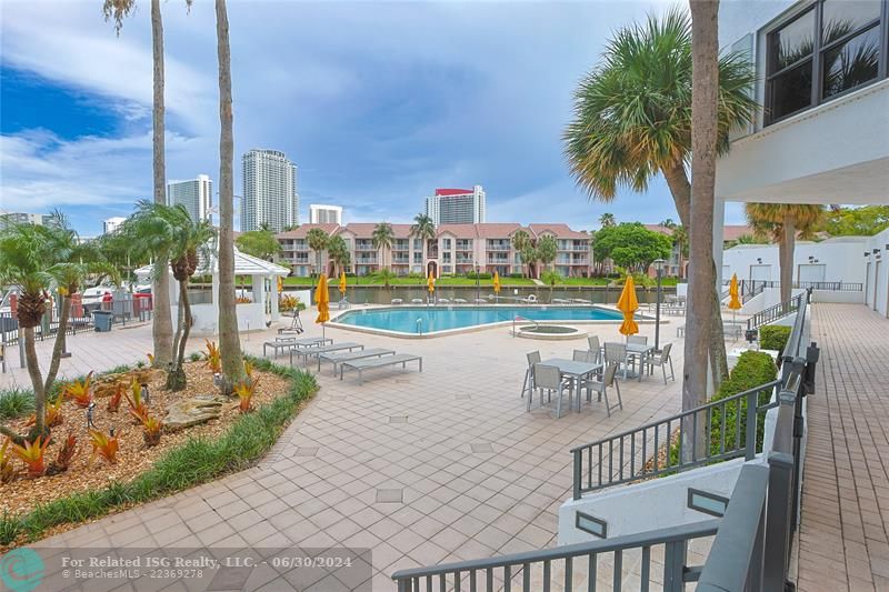 open area on pool deck