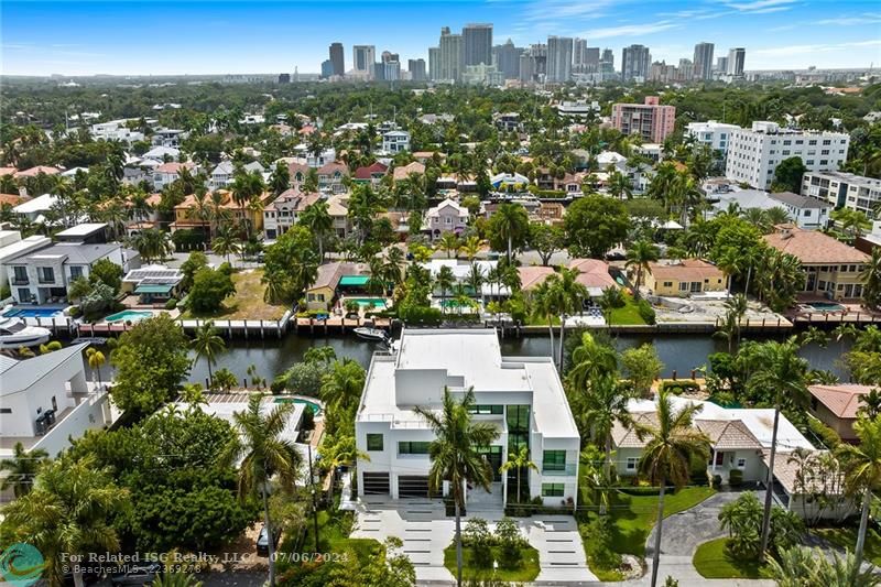 DRONE SHOT FRONT ELEVATION WITH CITY VIEWS