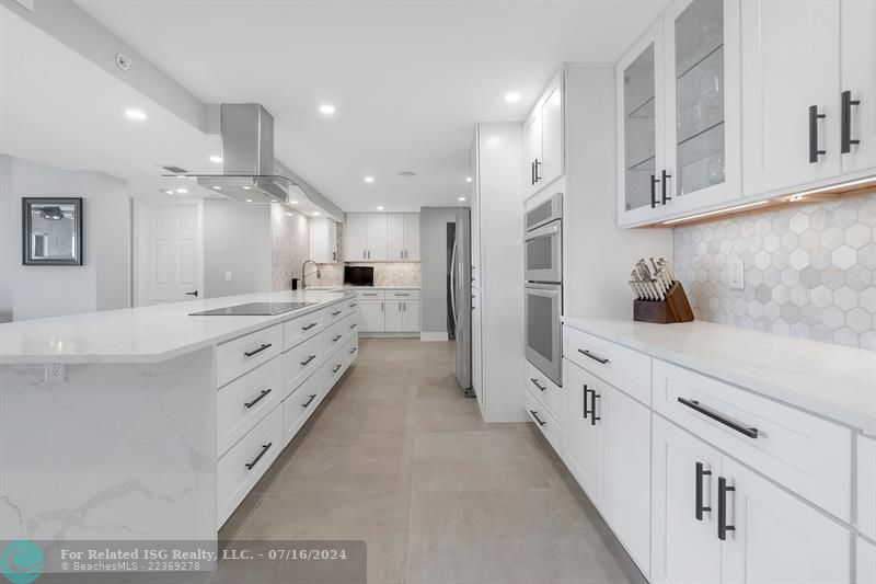 Ceiling mounted speakers in the kitchen