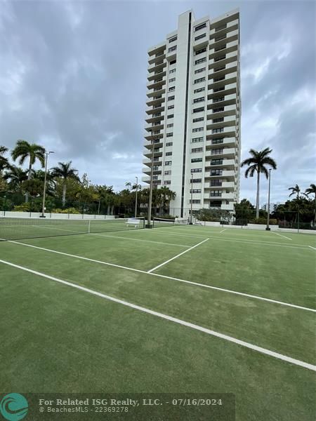 Two lighted tennis courts