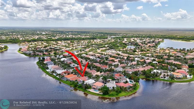 Surrounded by island-like wide waters, not far from Florida's world-famous Everglades, seen here in the distance.