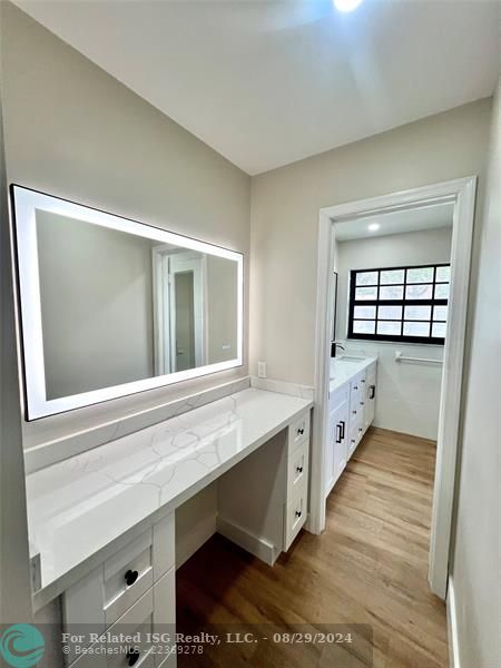 Vanity area out of the bathroom