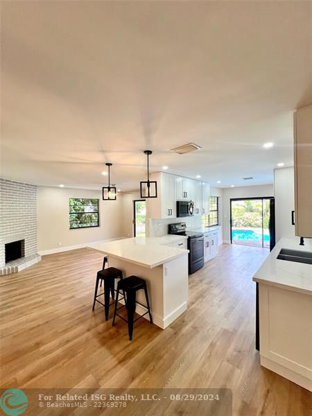 Kitchen and family room