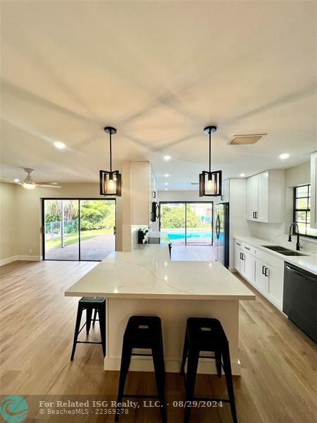 Kitchen and family room