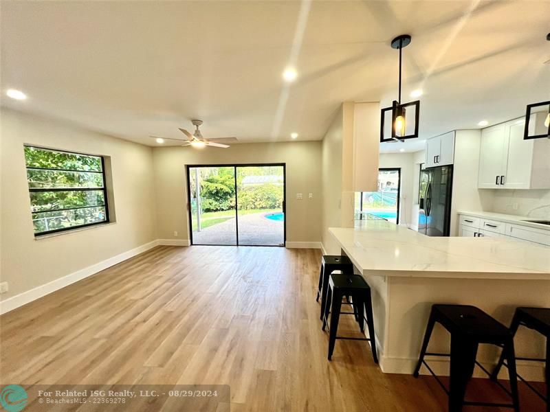 Kitchen and family room