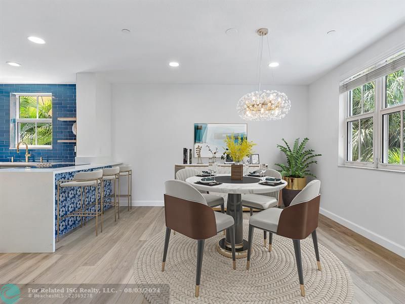 Staged dining area