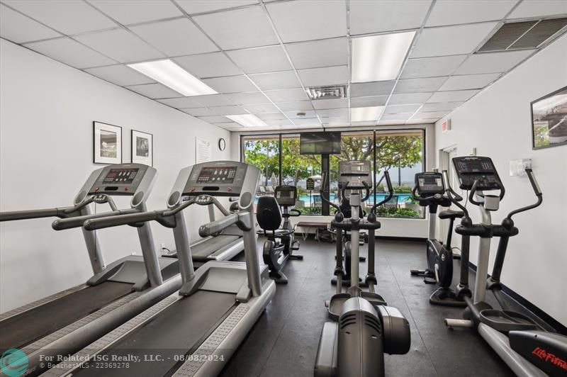 Workout rooms on the Beach with cardio and weight machines