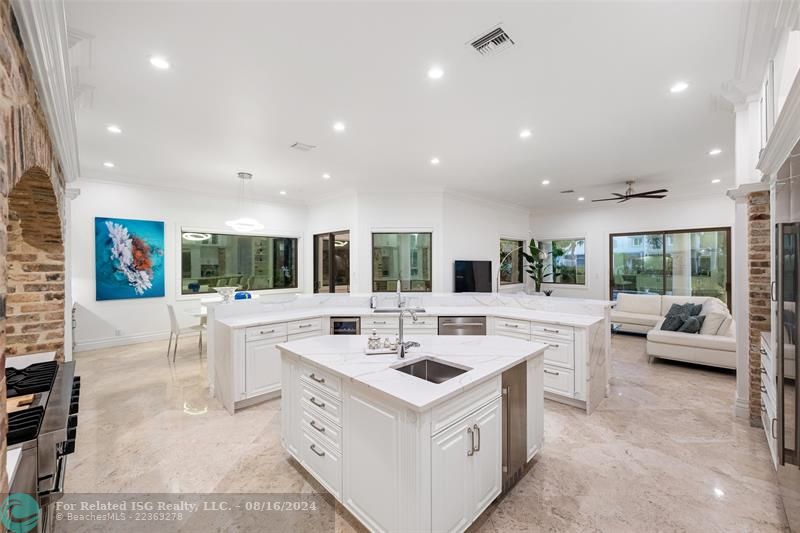 Island Kitchen with Two Sinks