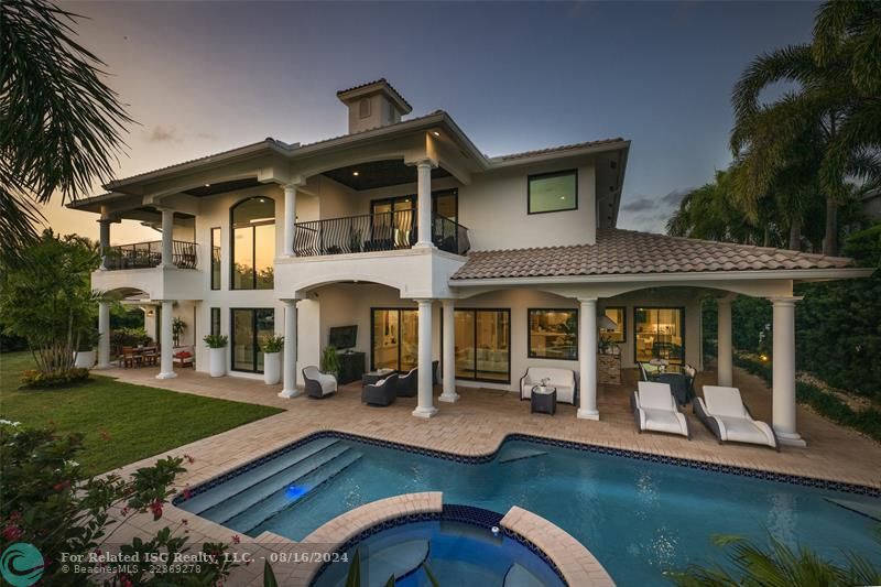 Heated Pool with Water Feature & Loggia with Summer Kitchen