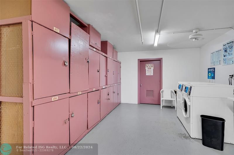 Laundry on every floor and resident storage area