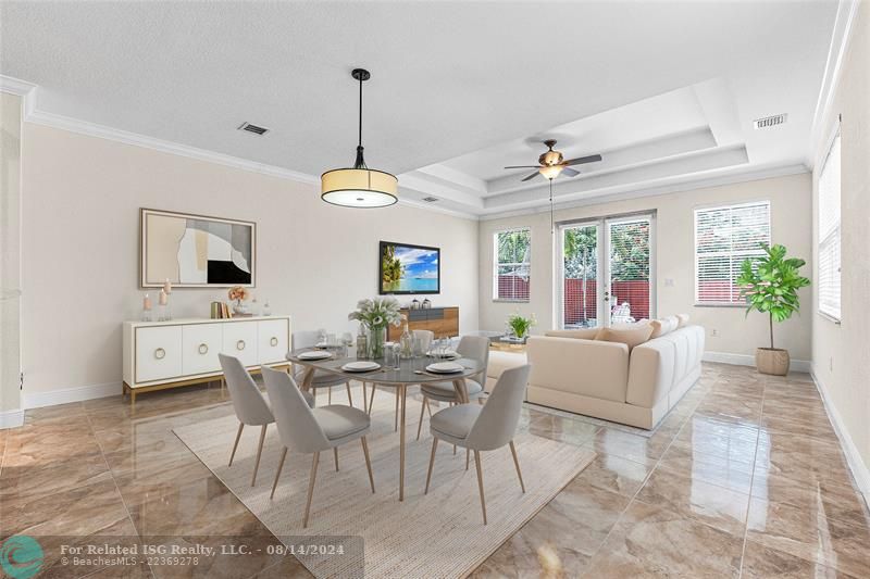 Virtually staged Living/Dining area.