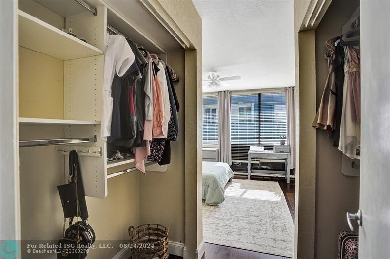 Master bedroom entrance with built out closets