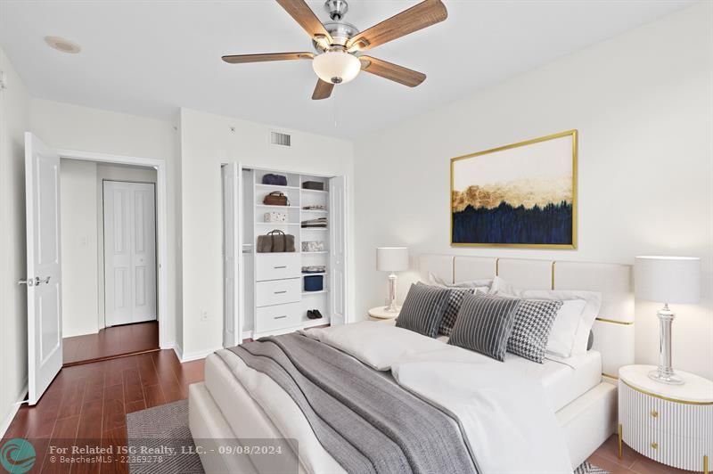 Lovey guest room with large custom closet,adjacent bath & linen closet