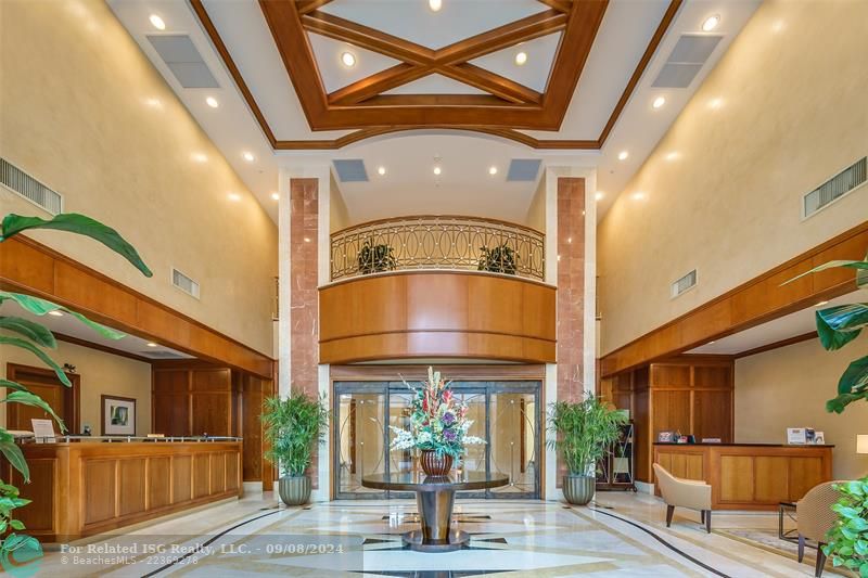 2 story lobby with 24 hr security and concierge M-F