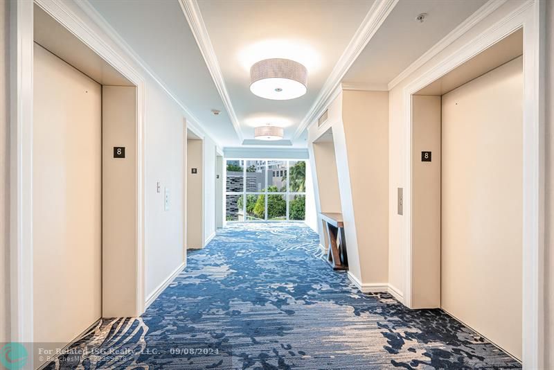 Newly renovated hallways and elevators