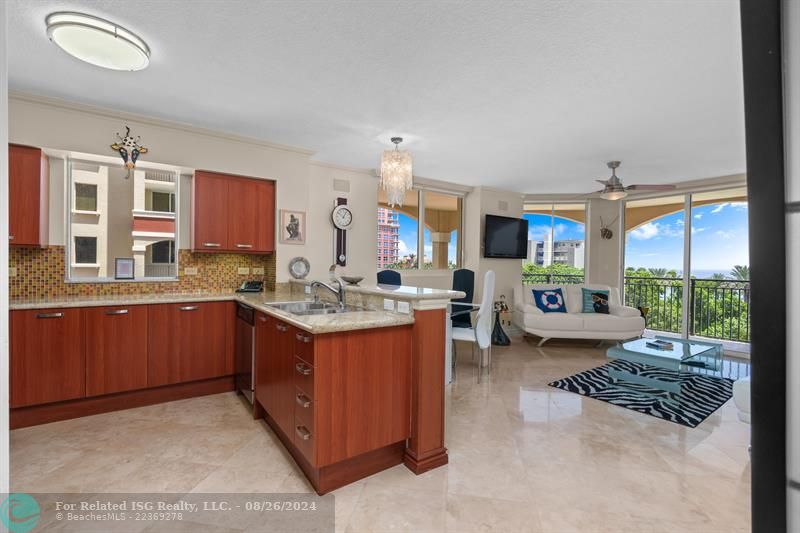 Kitchen, Living Room and Dining area